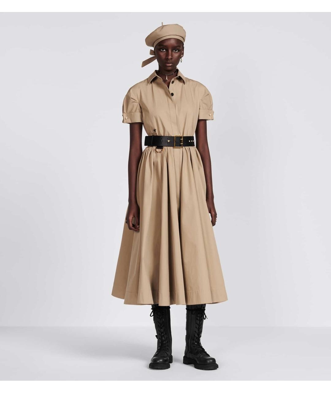 CHRISTIAN DIOR Бежевое повседневное платье, фото 4