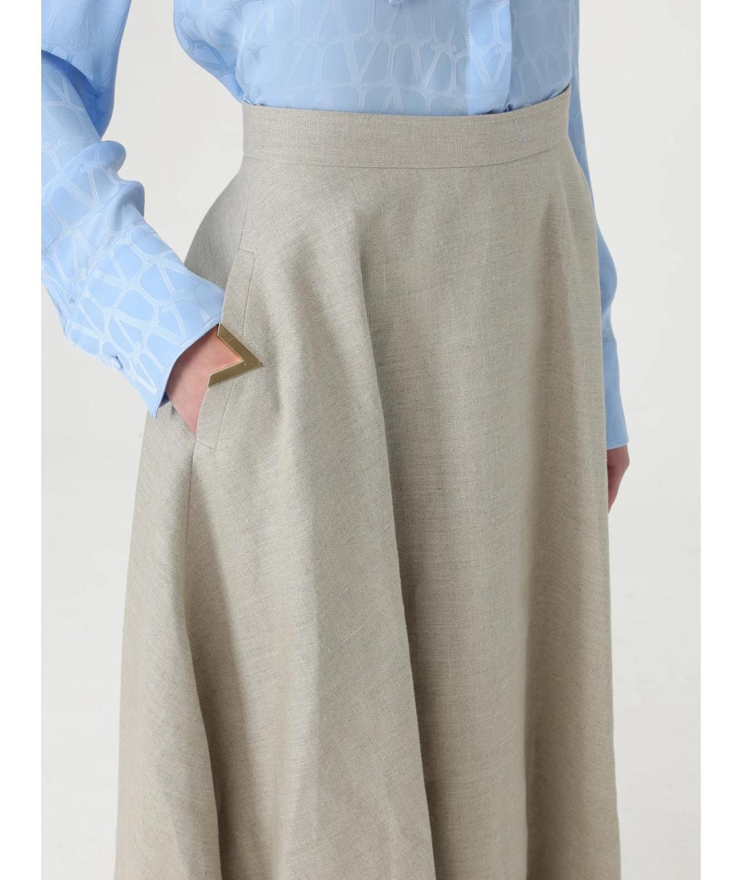VALENTINO Бежевая юбка миди, фото 3