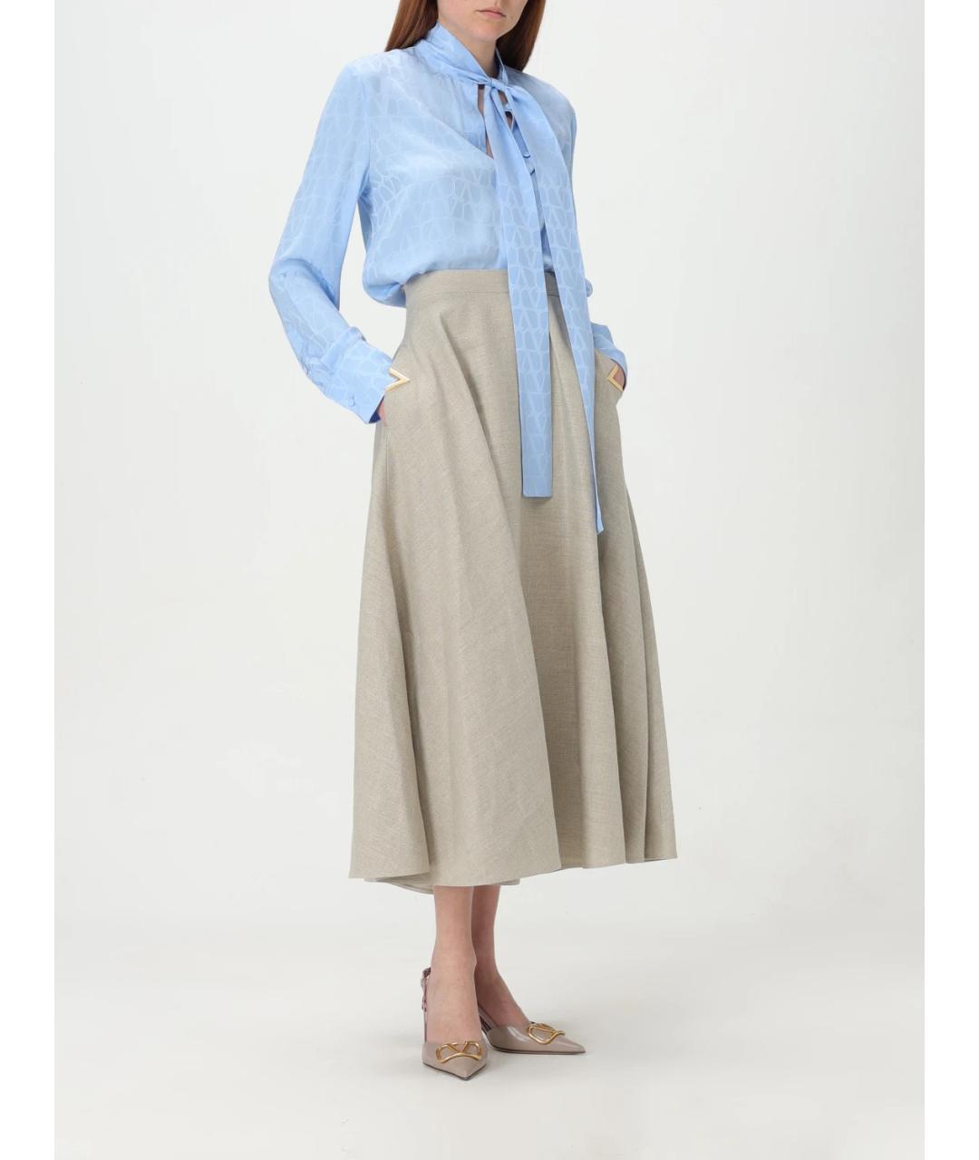 VALENTINO Бежевая юбка миди, фото 4