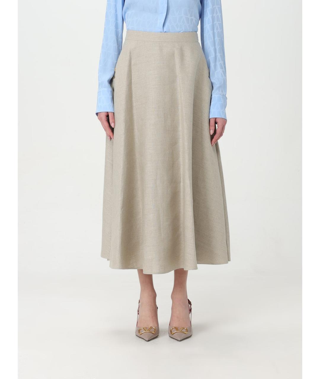 VALENTINO Бежевая юбка миди, фото 2