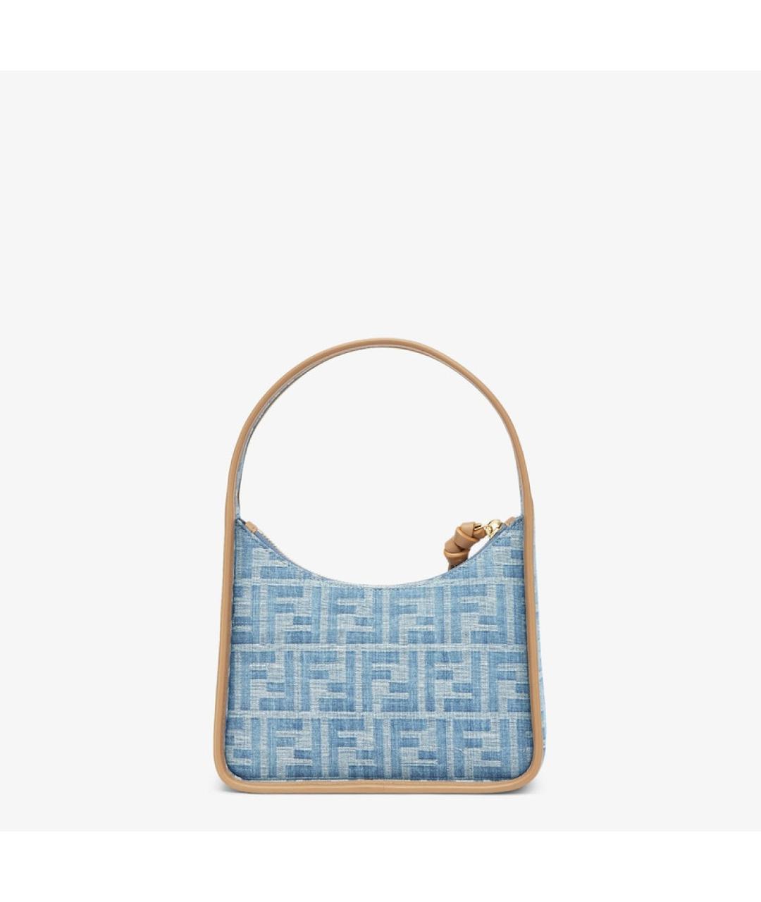 FENDI Синяя тканевая сумка с короткими ручками, фото 3