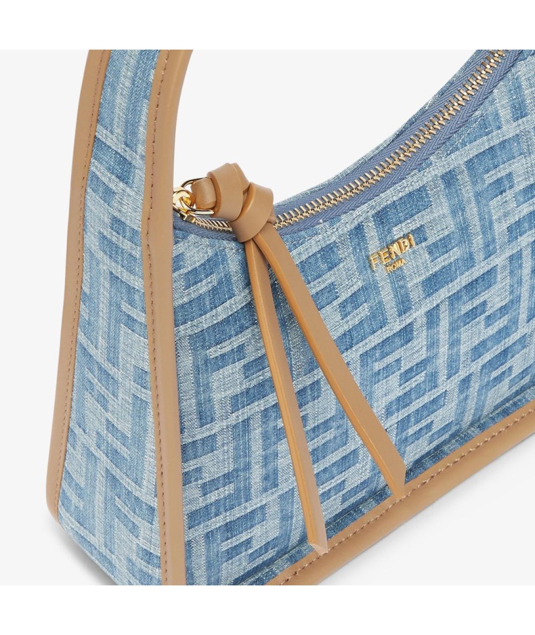FENDI Синяя тканевая сумка с короткими ручками, фото 5