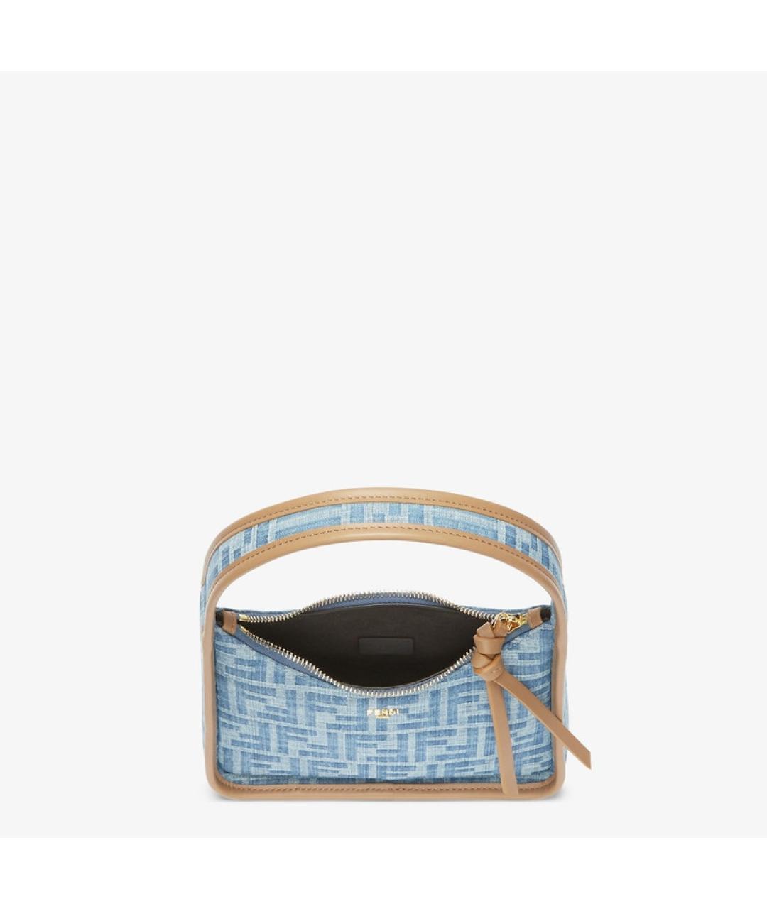 FENDI Синяя тканевая сумка с короткими ручками, фото 4