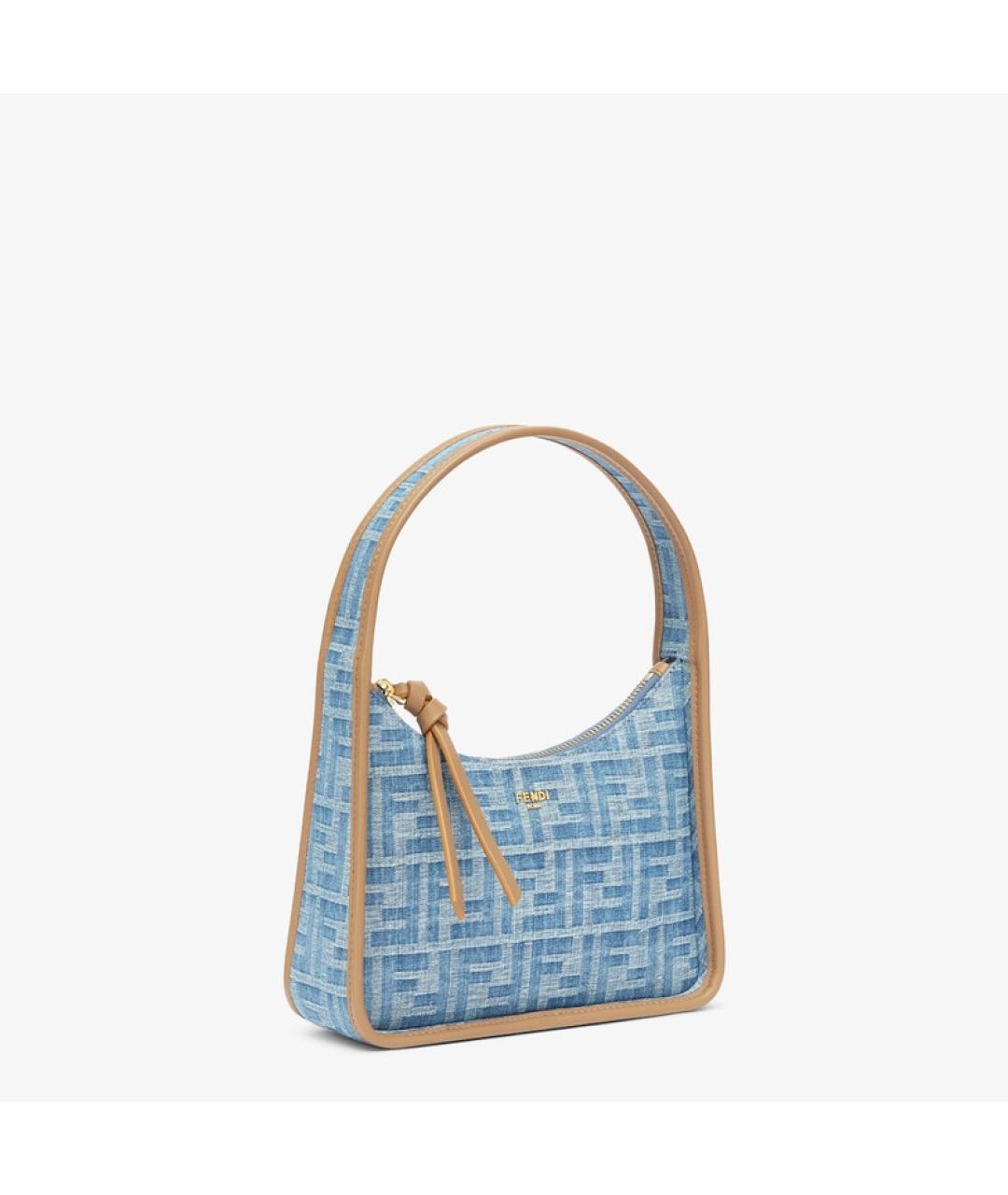 FENDI Синяя тканевая сумка с короткими ручками, фото 2