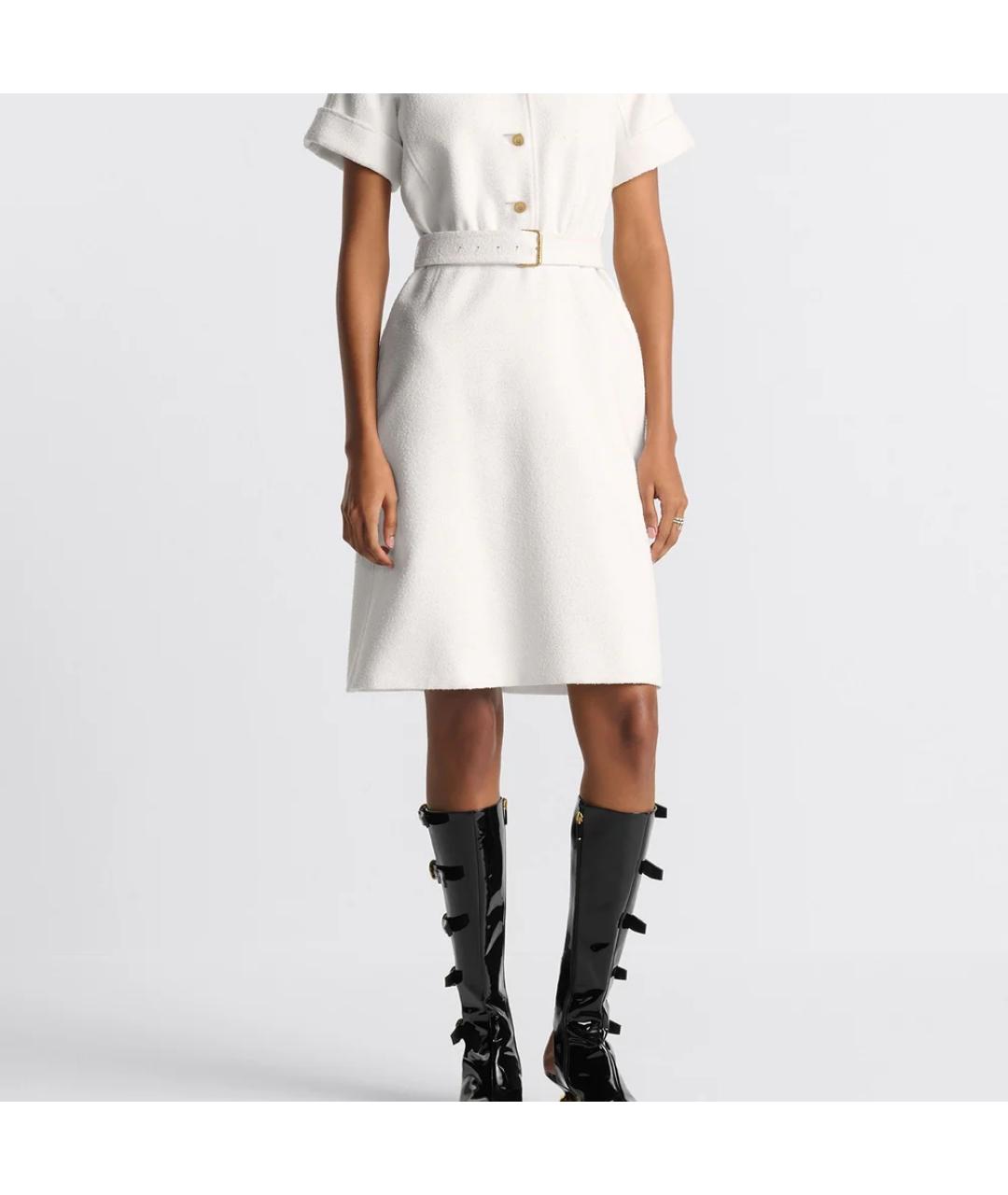 CHRISTIAN DIOR Белое шерстяное повседневное платье, фото 3