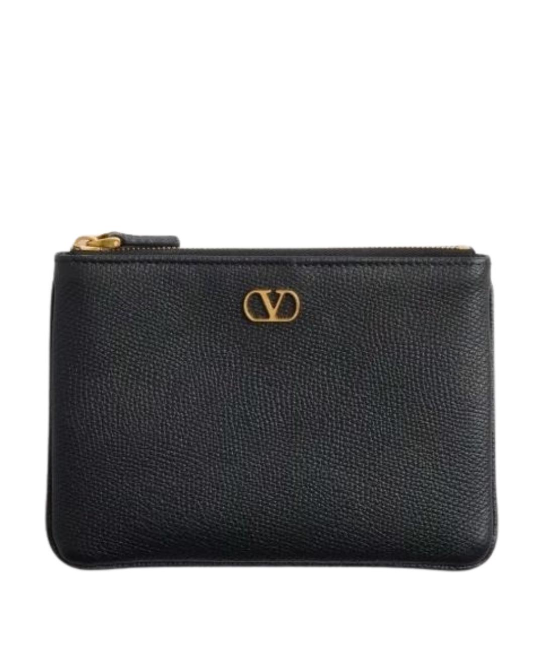 VALENTINO Черный кожаный кошелек, фото 1