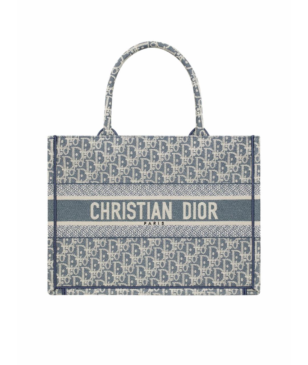 CHRISTIAN DIOR Голубая тканевая сумка тоут, фото 1