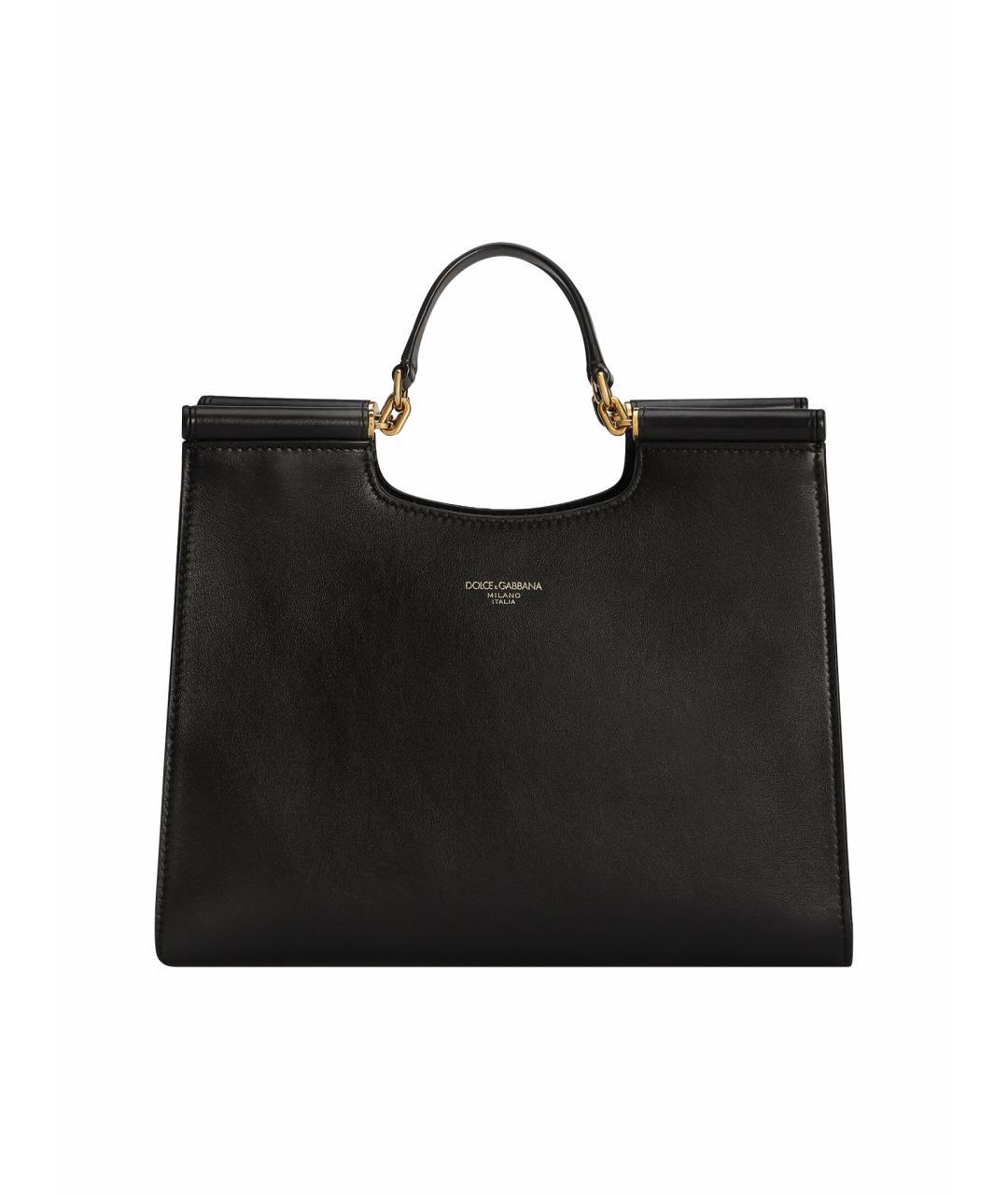 DOLCE&GABBANA Черная кожаная сумка тоут, фото 1