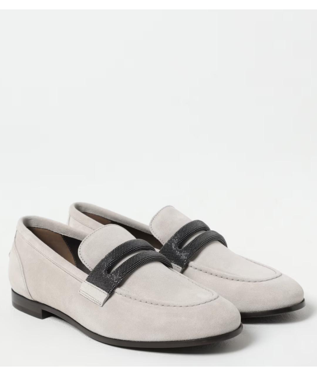 BRUNELLO CUCINELLI Серые замшевые лоферы, фото 2