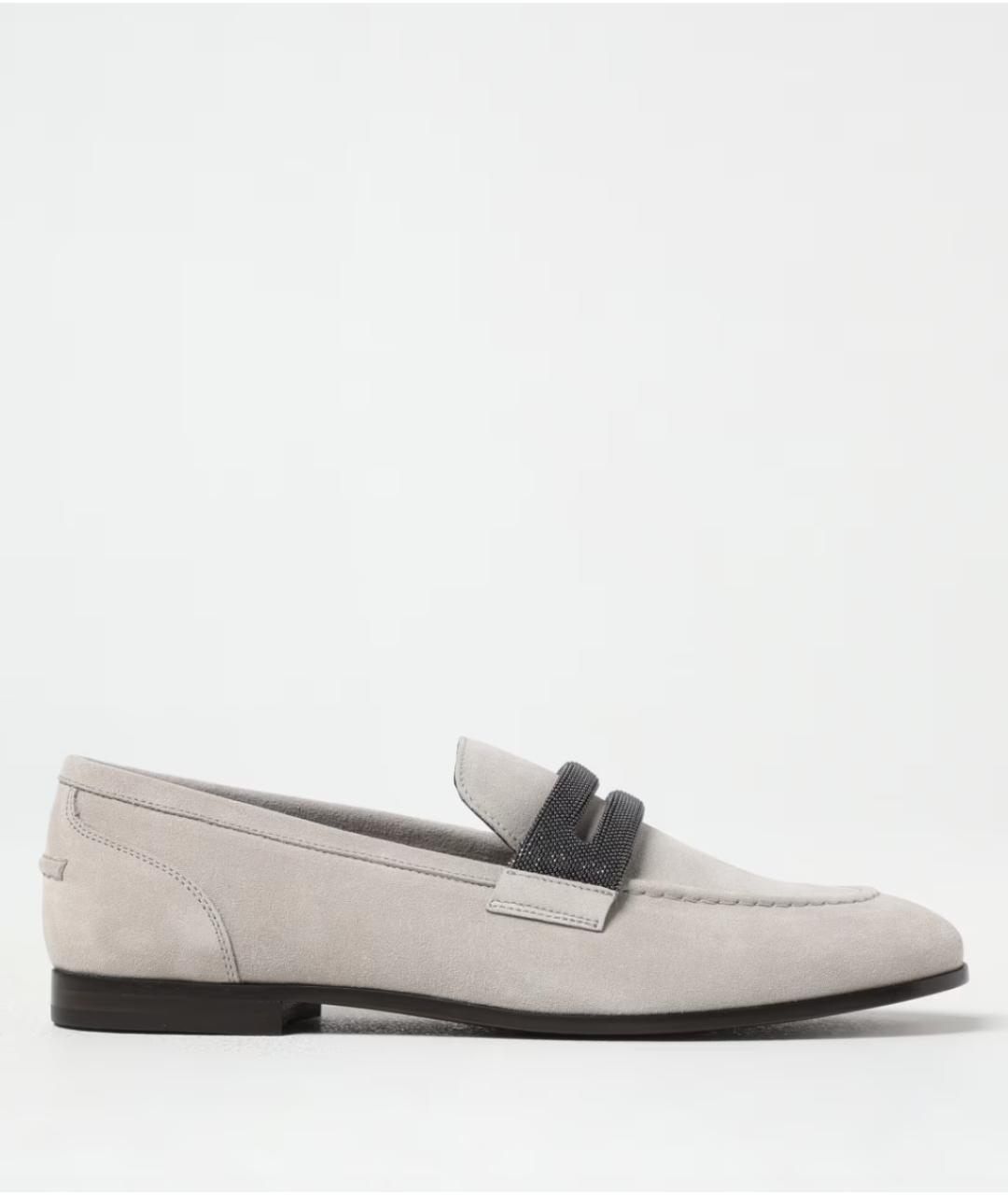 BRUNELLO CUCINELLI Серые замшевые лоферы, фото 5