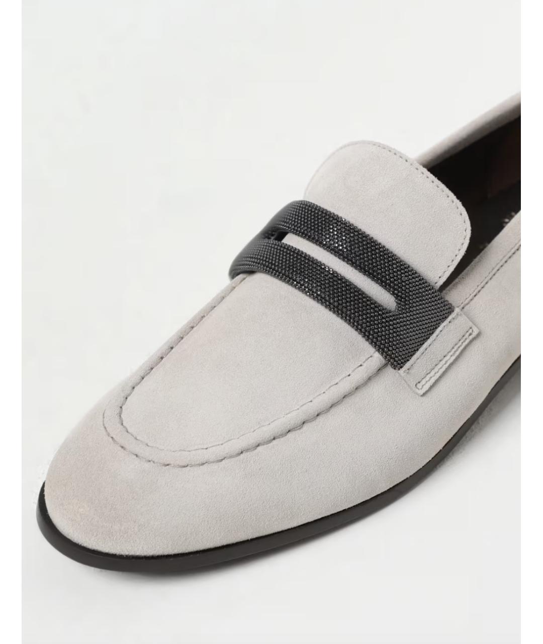 BRUNELLO CUCINELLI Серые замшевые лоферы, фото 4