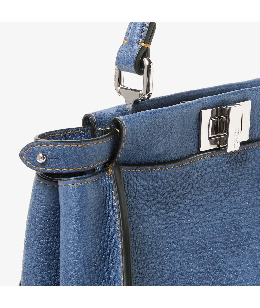 FENDI Синяя кожаная сумка тоут, фото 5