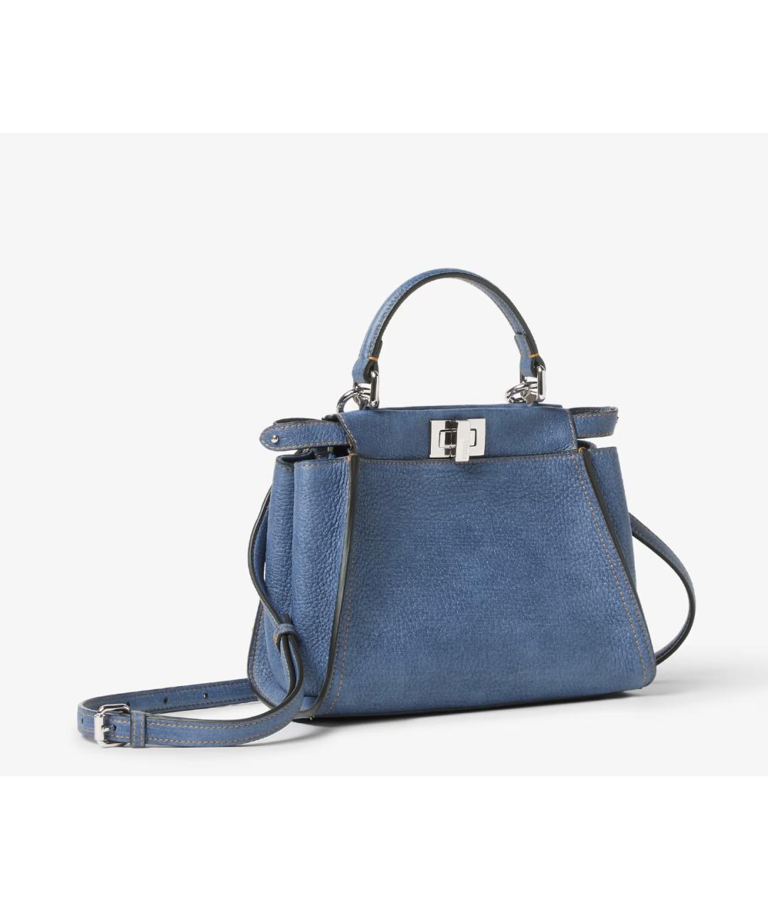 FENDI Синяя кожаная сумка тоут, фото 3