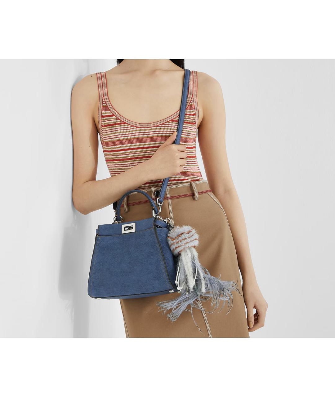 FENDI Синяя кожаная сумка тоут, фото 2