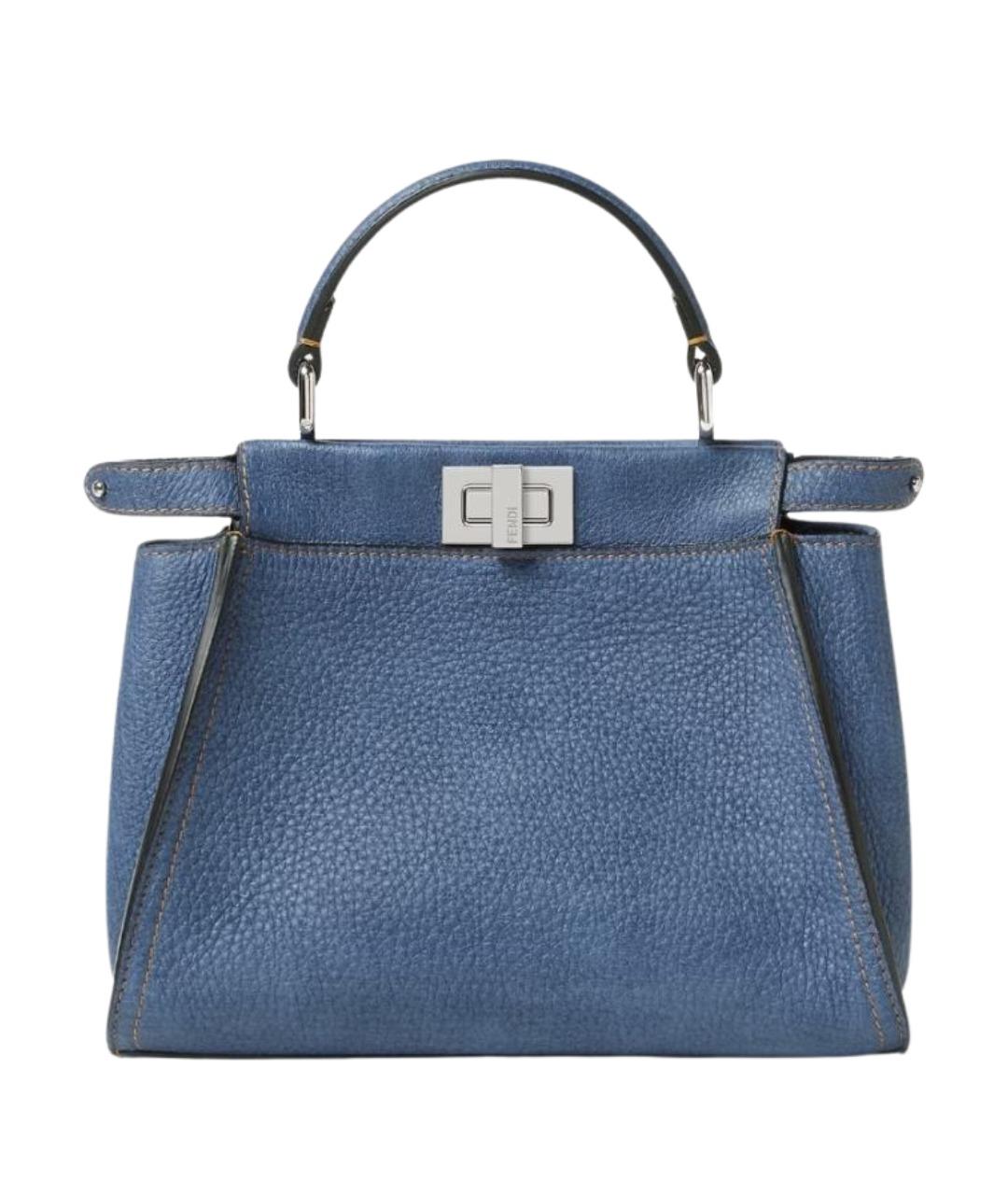 FENDI Синяя кожаная сумка тоут, фото 1