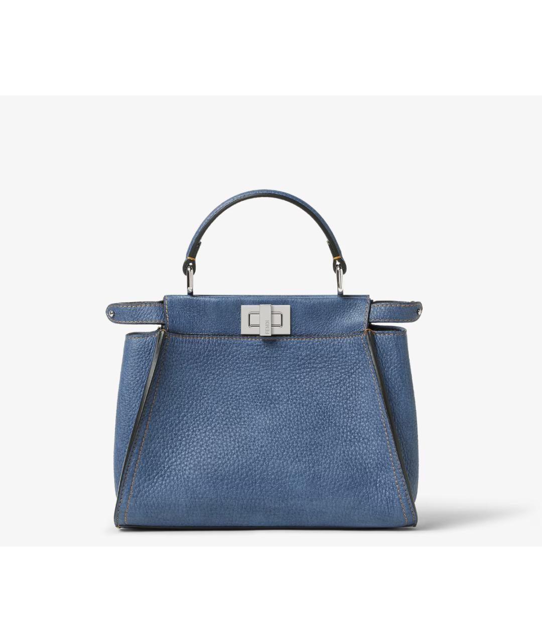 FENDI Синяя кожаная сумка тоут, фото 6