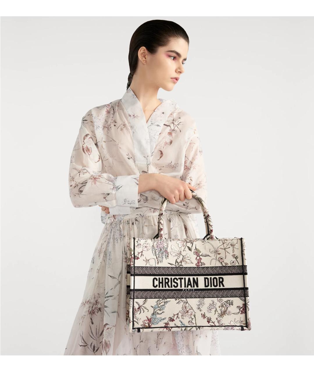 CHRISTIAN DIOR Бежевая тканевая сумка тоут, фото 2