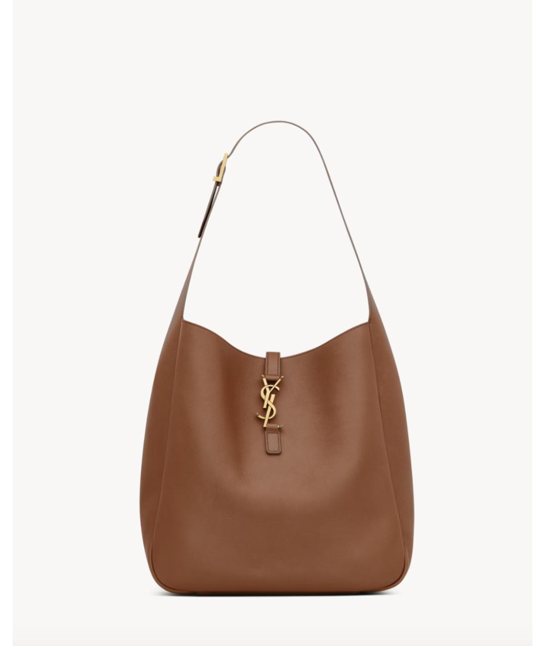 SAINT LAURENT Коричневая кожаная сумка через плечо, фото 7