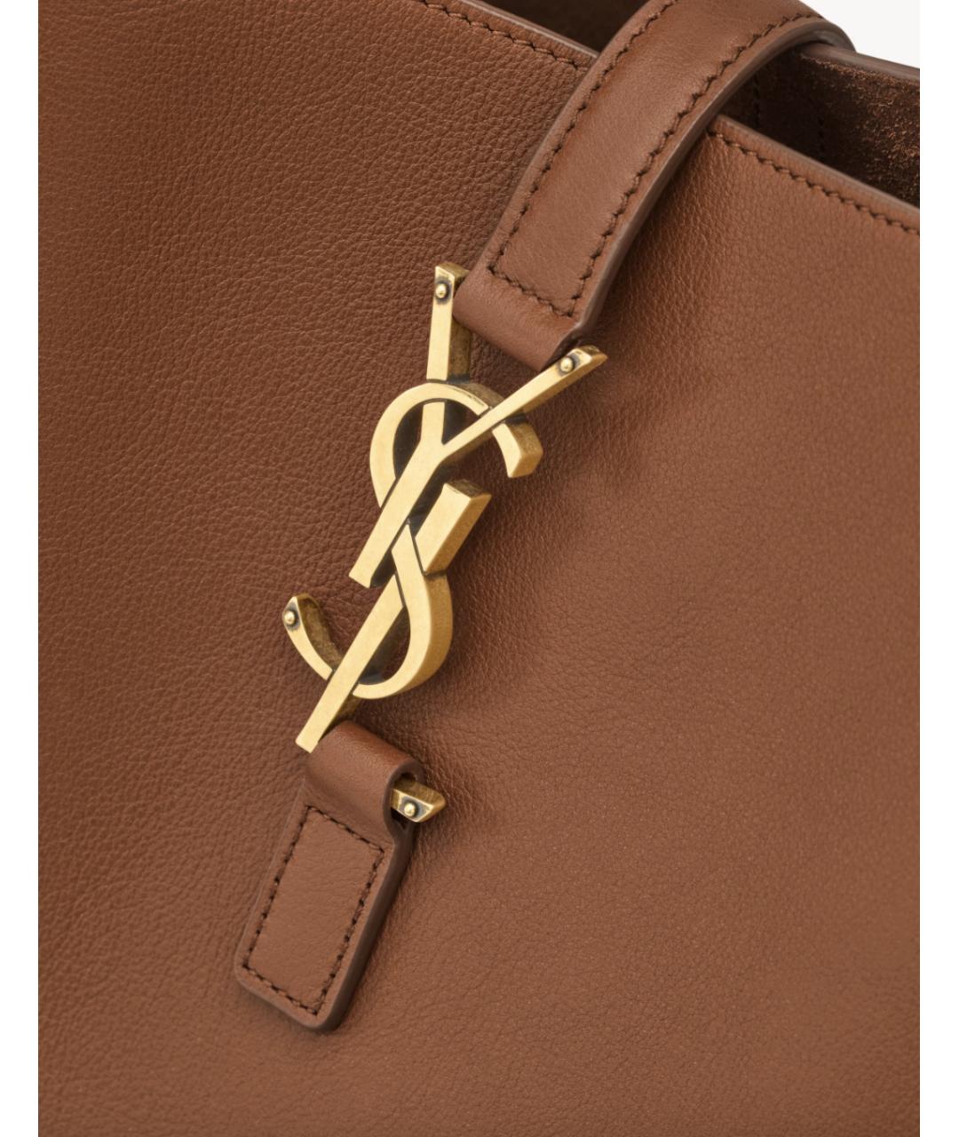 SAINT LAURENT Коричневая кожаная сумка через плечо, фото 6