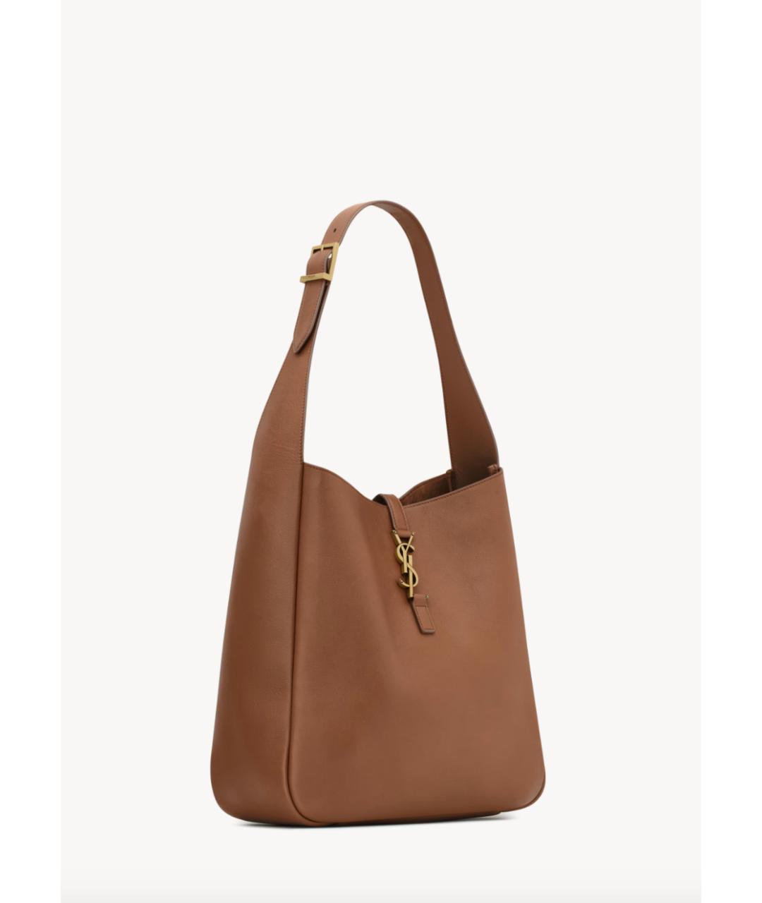 SAINT LAURENT Коричневая кожаная сумка через плечо, фото 5