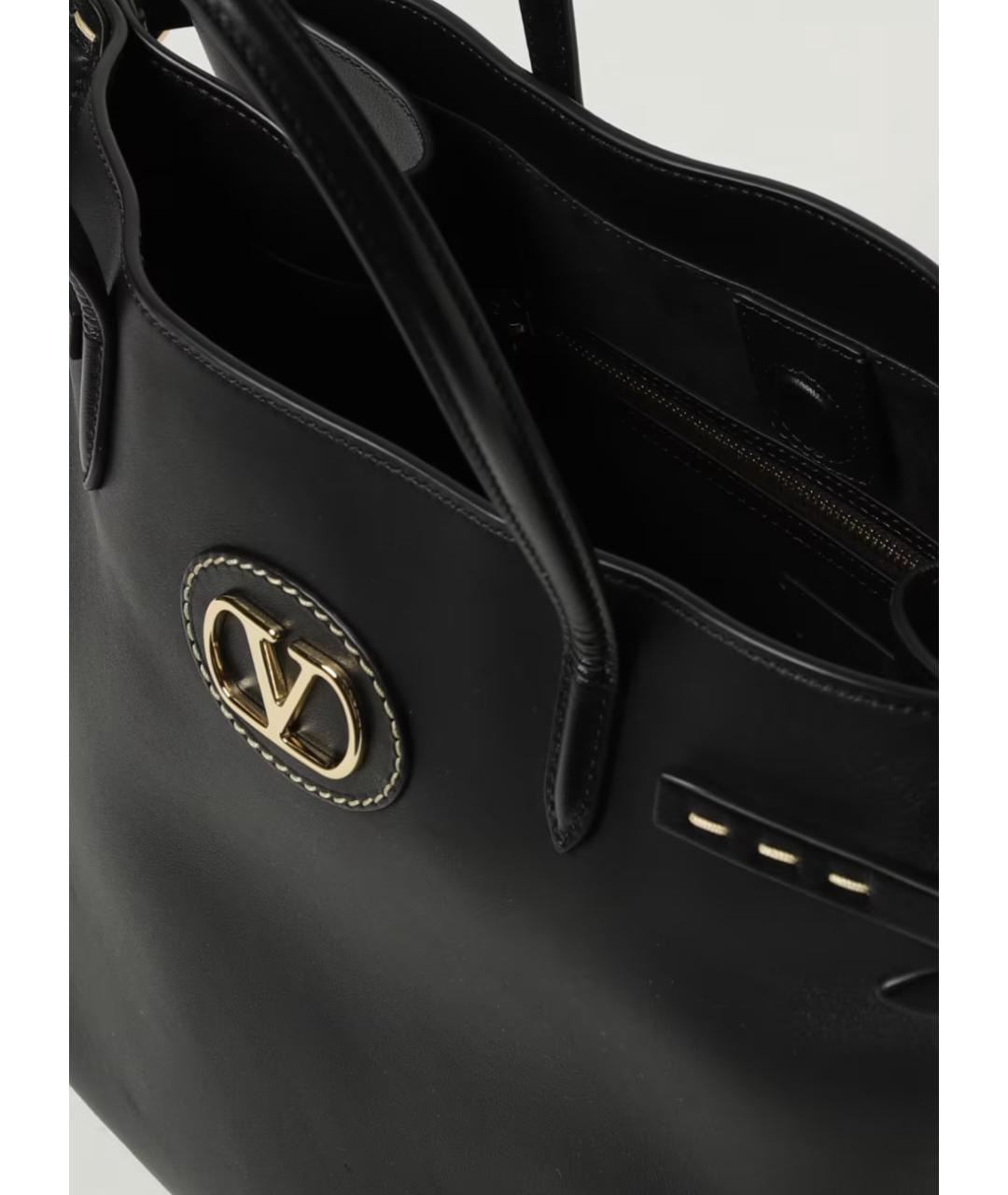 VALENTINO Черная кожаная сумка с короткими ручками, фото 5