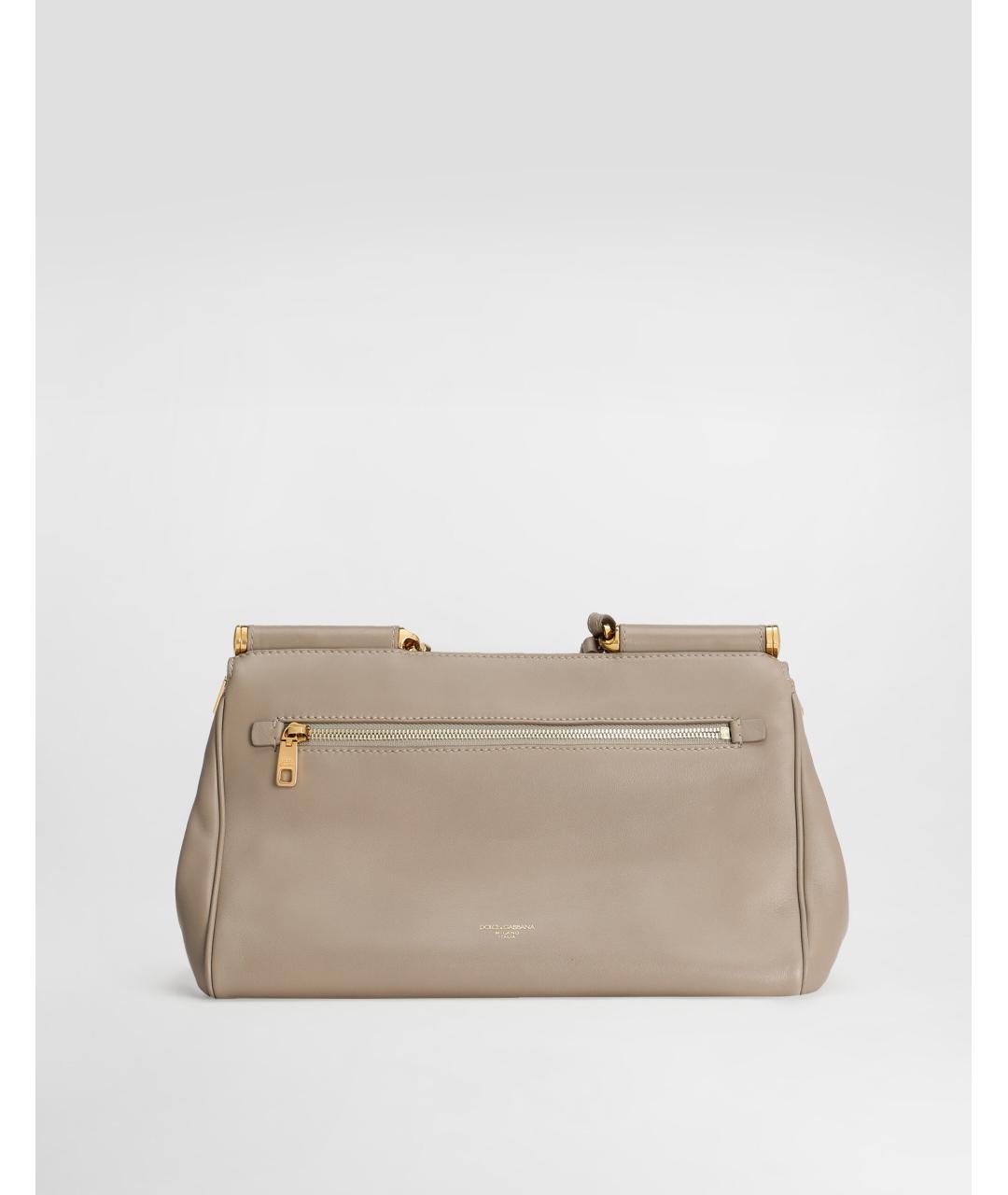 DOLCE&GABBANA Бежевая кожаная сумка с короткими ручками, фото 4