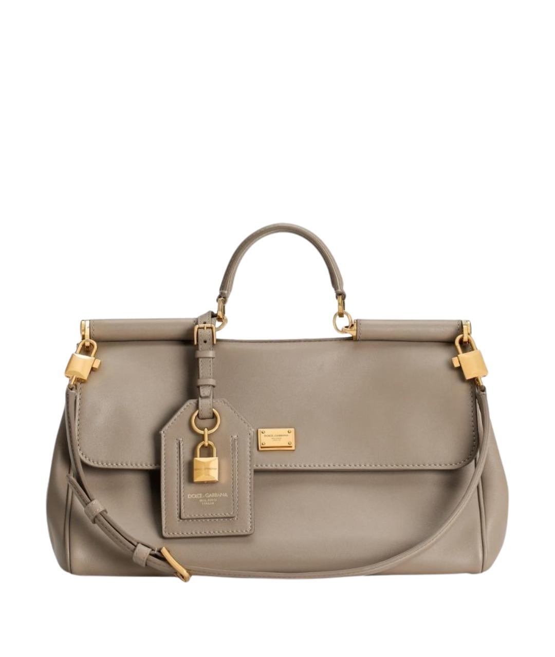 DOLCE&GABBANA Бежевая кожаная сумка с короткими ручками, фото 1