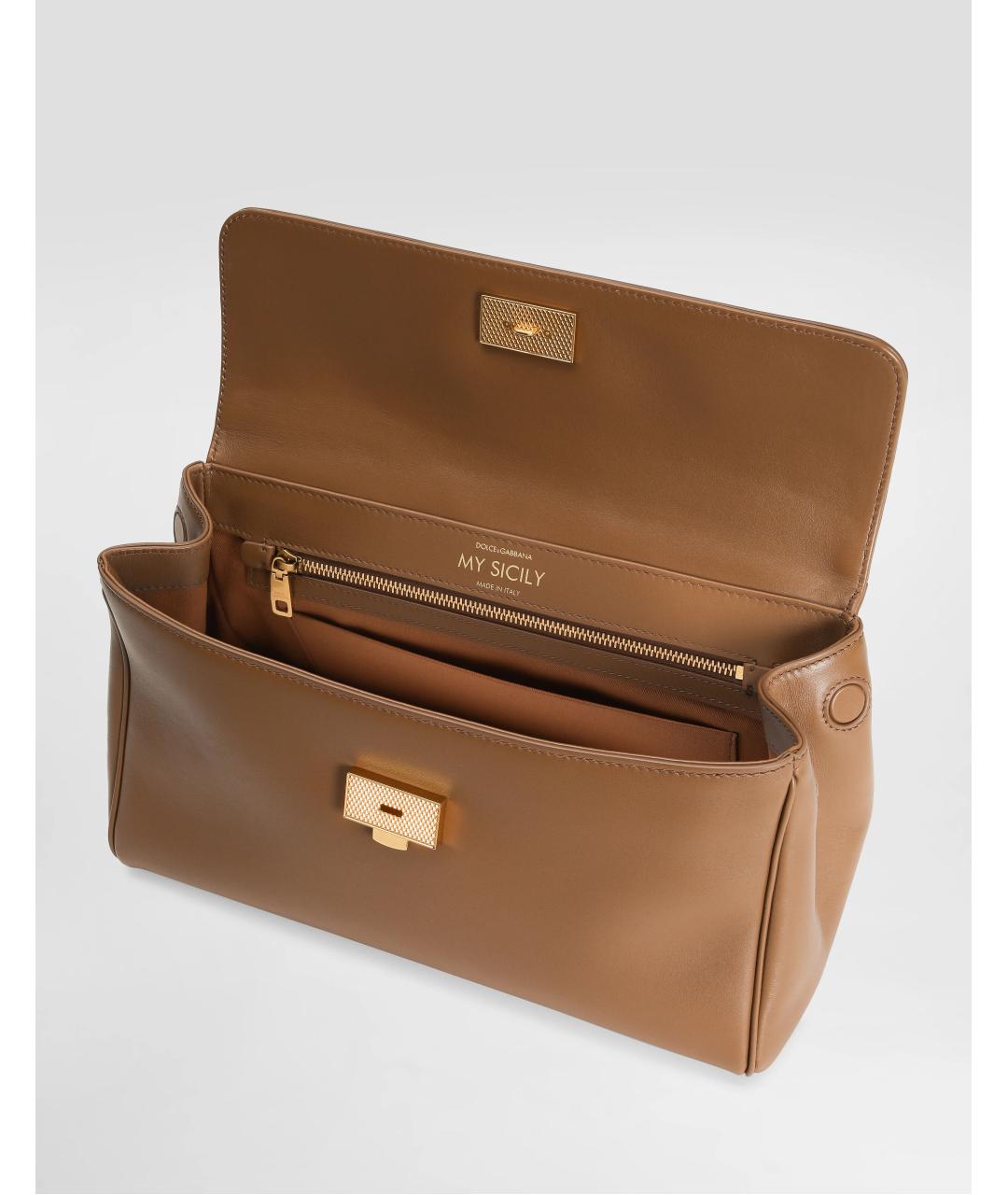 DOLCE&GABBANA Коричневая кожаная сумка с короткими ручками, фото 5