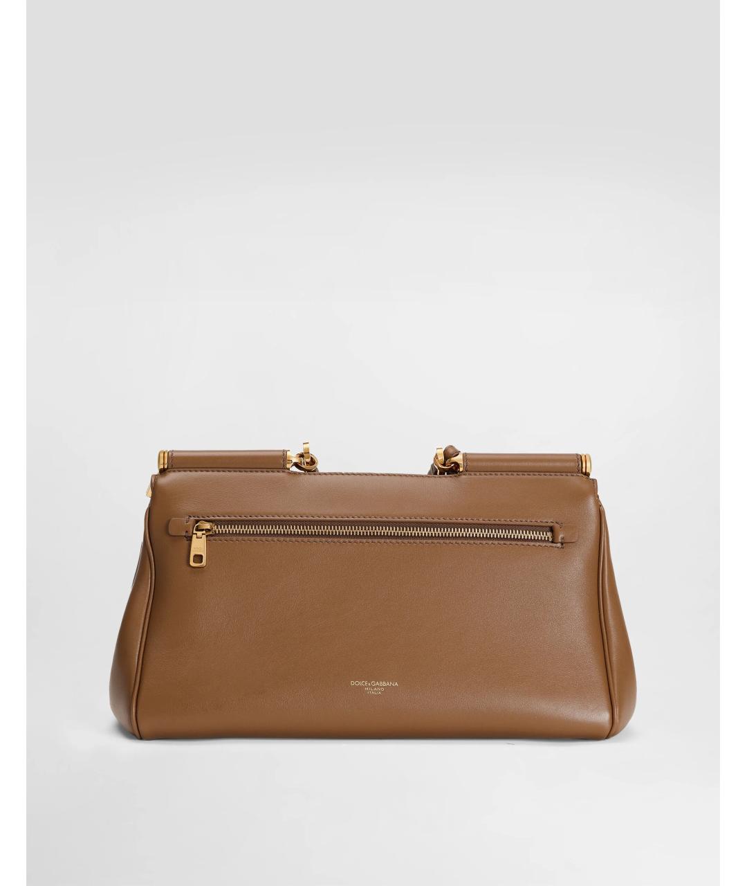 DOLCE&GABBANA Коричневая кожаная сумка с короткими ручками, фото 4