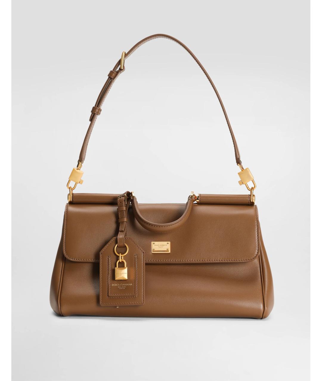DOLCE&GABBANA Коричневая кожаная сумка с короткими ручками, фото 2