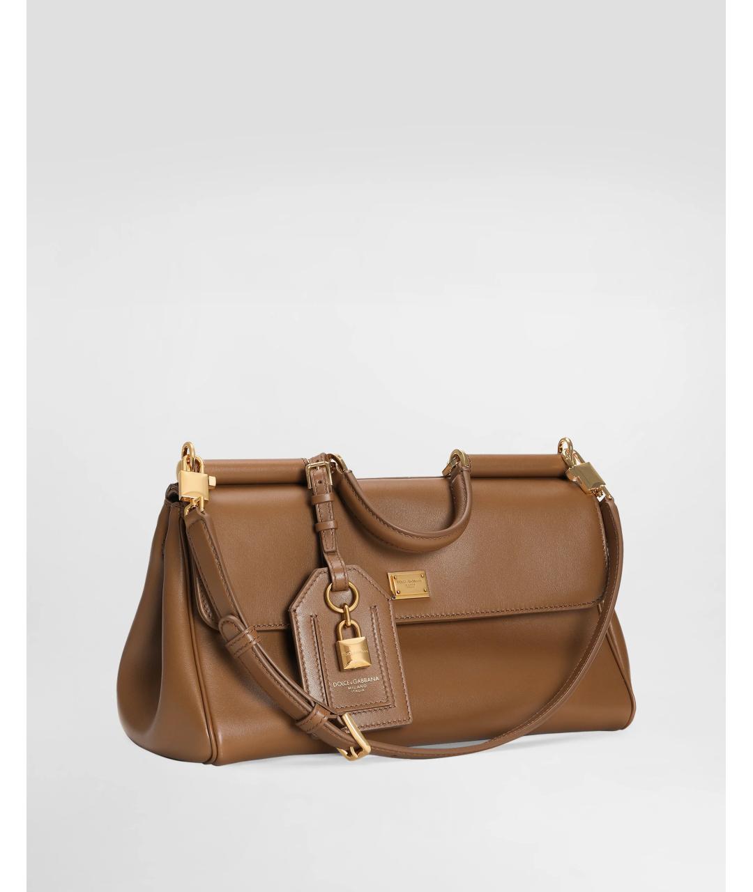 DOLCE&GABBANA Коричневая кожаная сумка с короткими ручками, фото 3