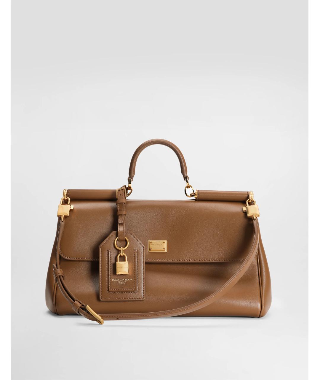 DOLCE&GABBANA Коричневая кожаная сумка с короткими ручками, фото 6