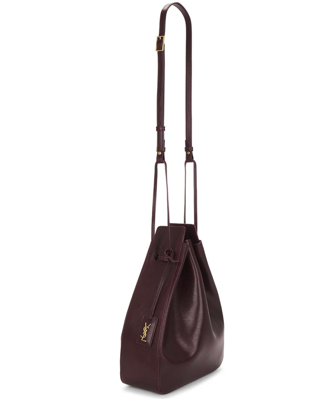 SAINT LAURENT Бордовая кожаная сумка тоут, фото 4