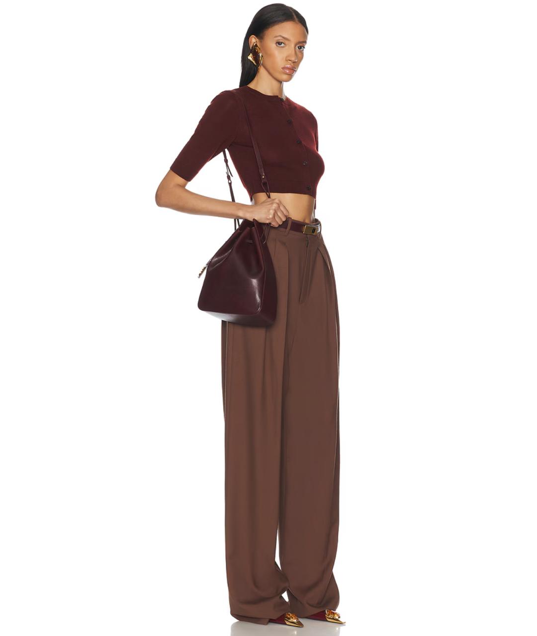 SAINT LAURENT Бордовая кожаная сумка тоут, фото 2