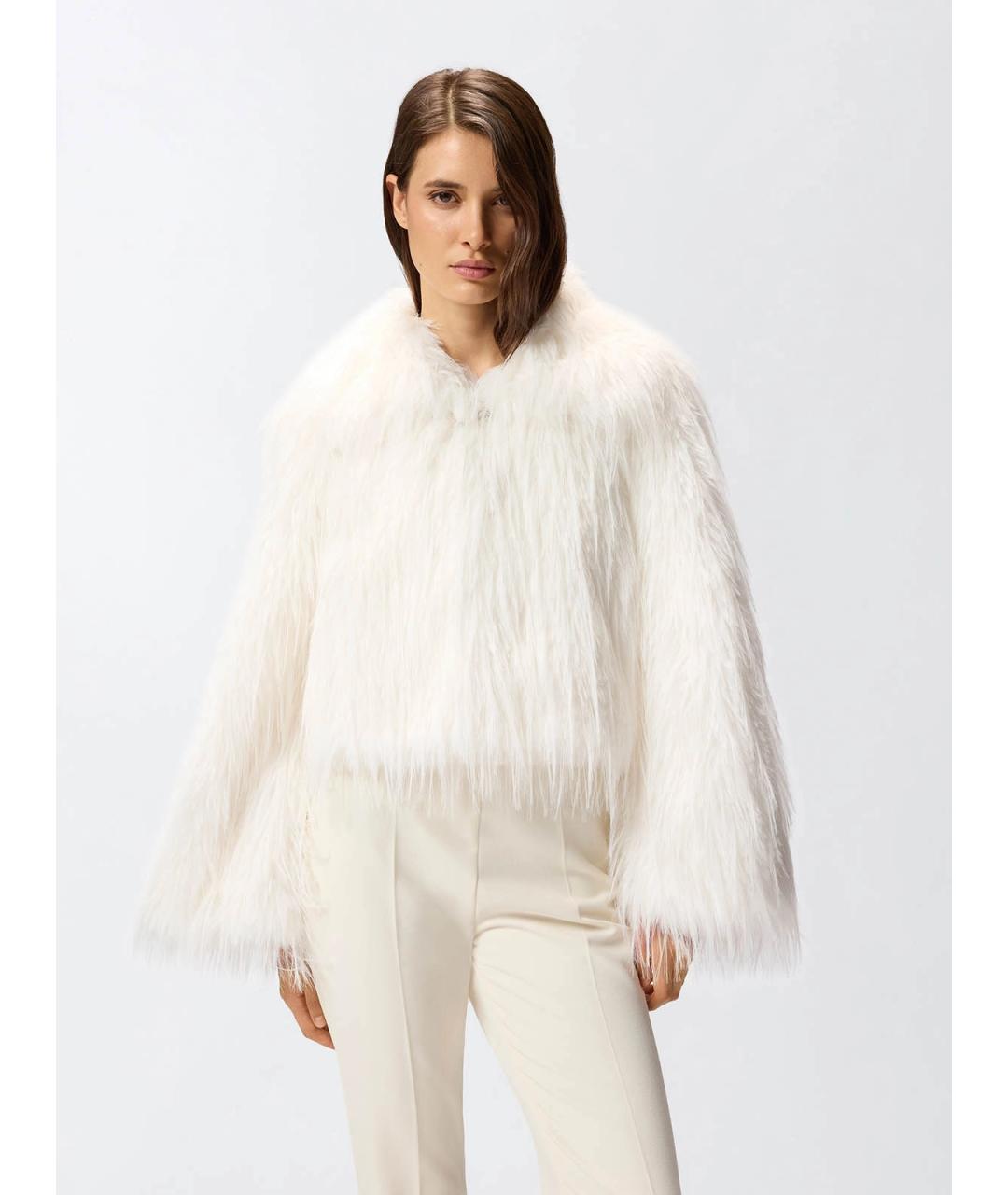 PINKO Белая полиэстеровая шуба, фото 3
