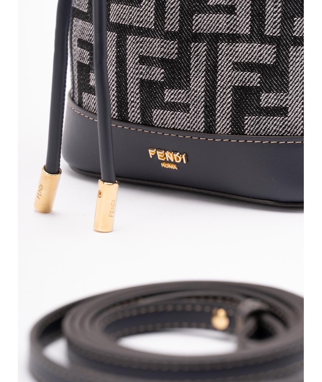 FENDI Черная деним сумка тоут, фото 5