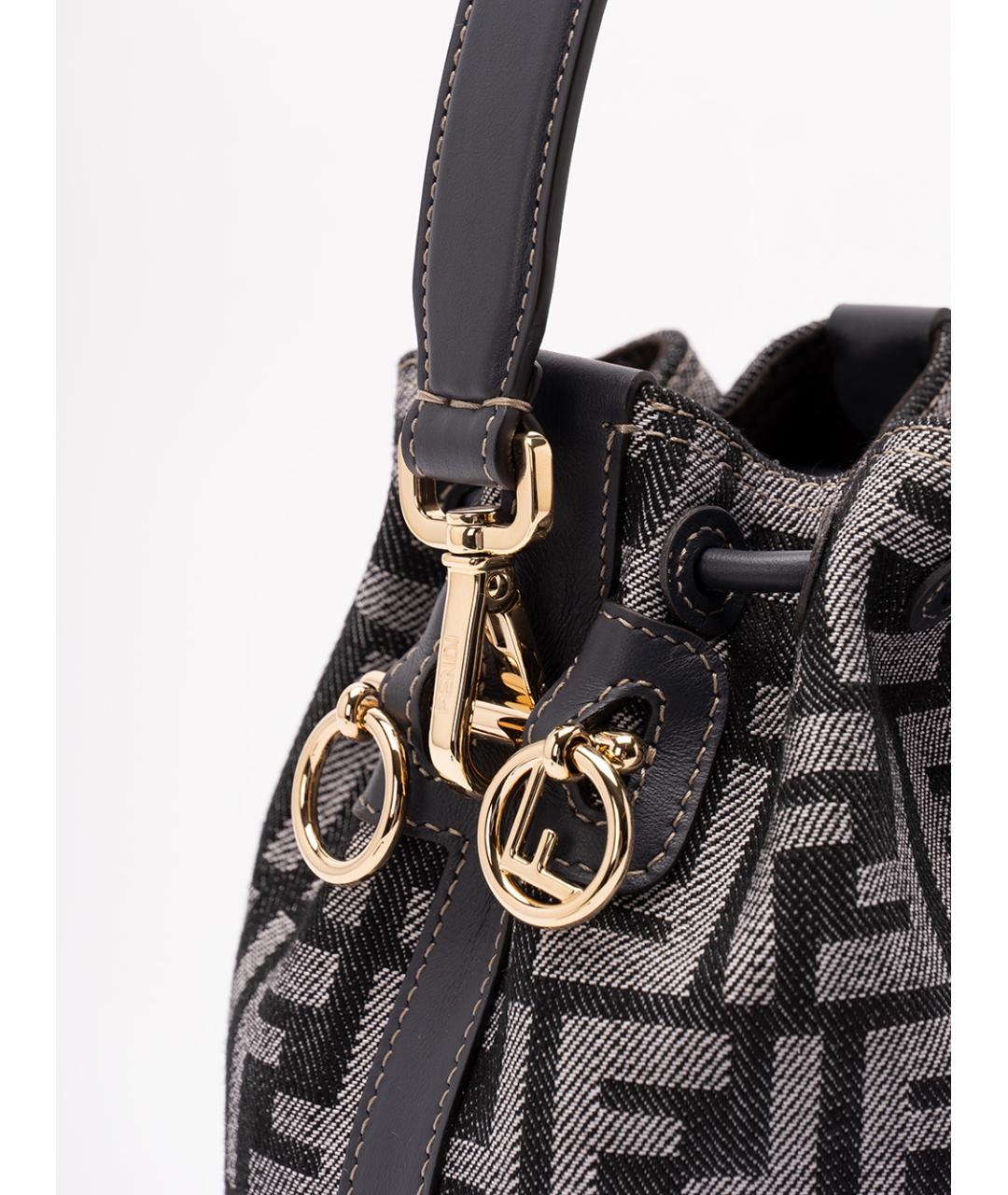 FENDI Черная деним сумка тоут, фото 4