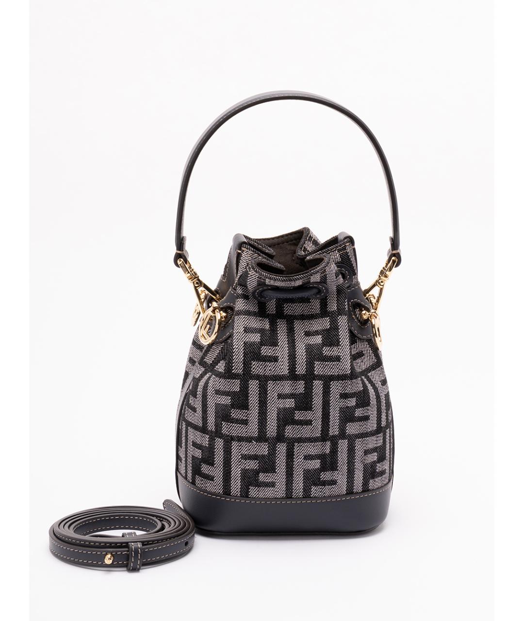 FENDI Черная деним сумка тоут, фото 2