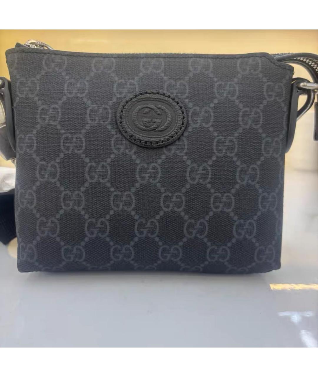 GUCCI Черная кожаная сумка тоут, фото 2