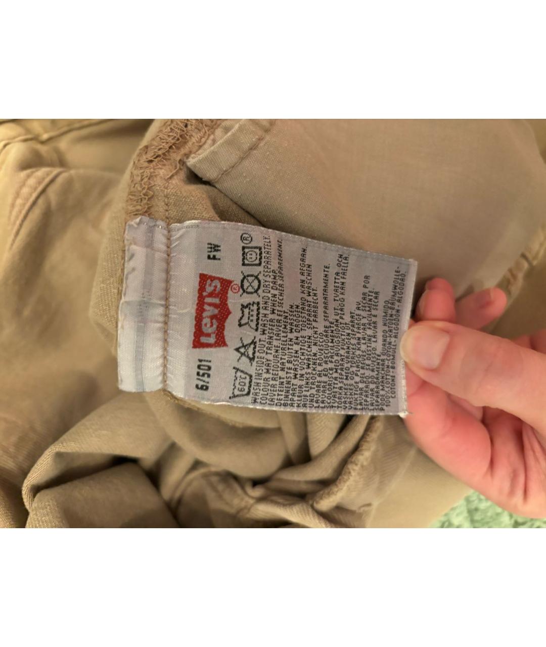 LEVI'S Бежевые хлопковые прямые джинсы, фото 4