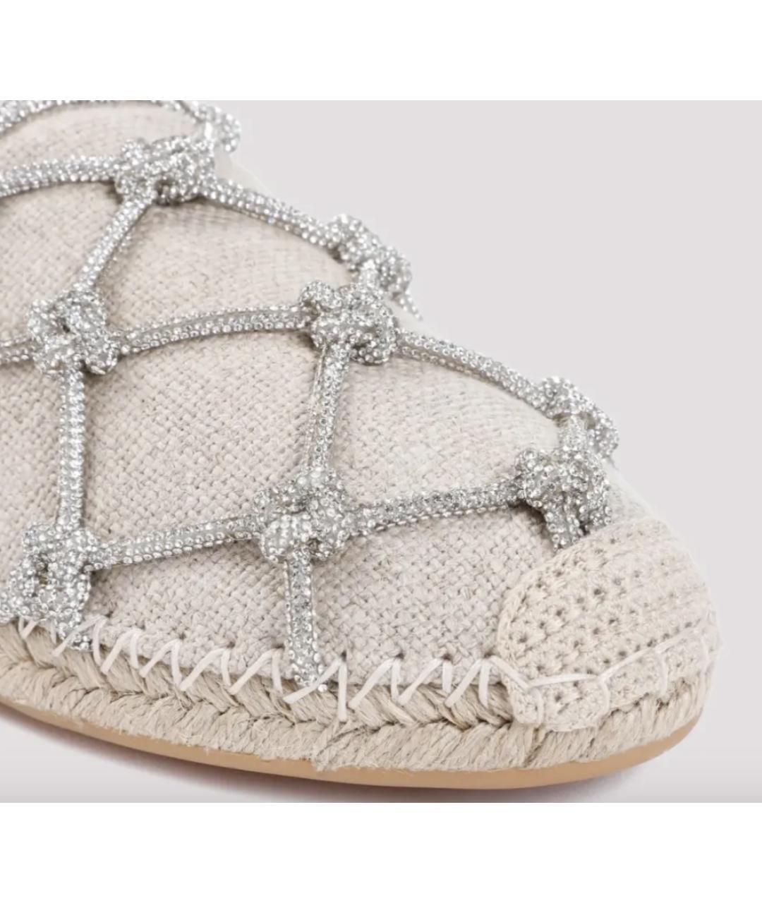 VALENTINO Бежевые текстильные сабо, фото 3