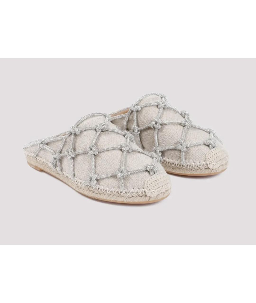 VALENTINO Бежевые текстильные сабо, фото 2
