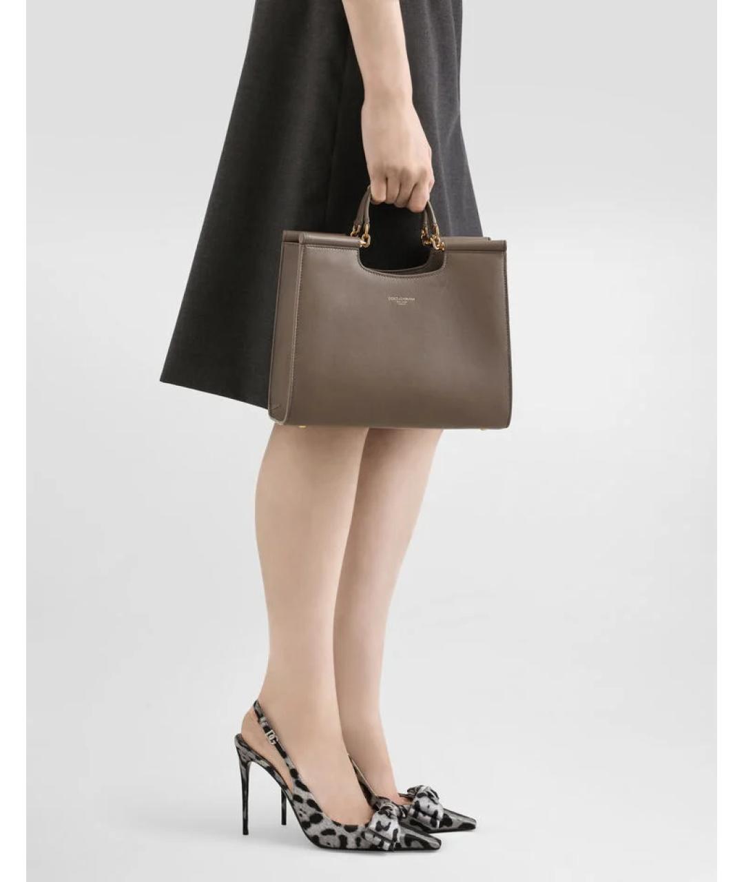 DOLCE&GABBANA Серая кожаная сумка тоут, фото 2