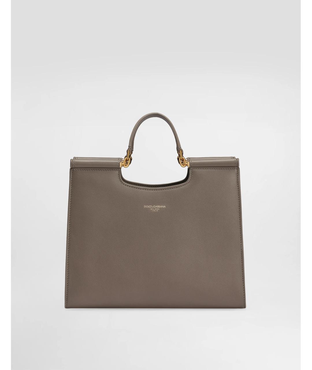 DOLCE&GABBANA Серая кожаная сумка тоут, фото 5