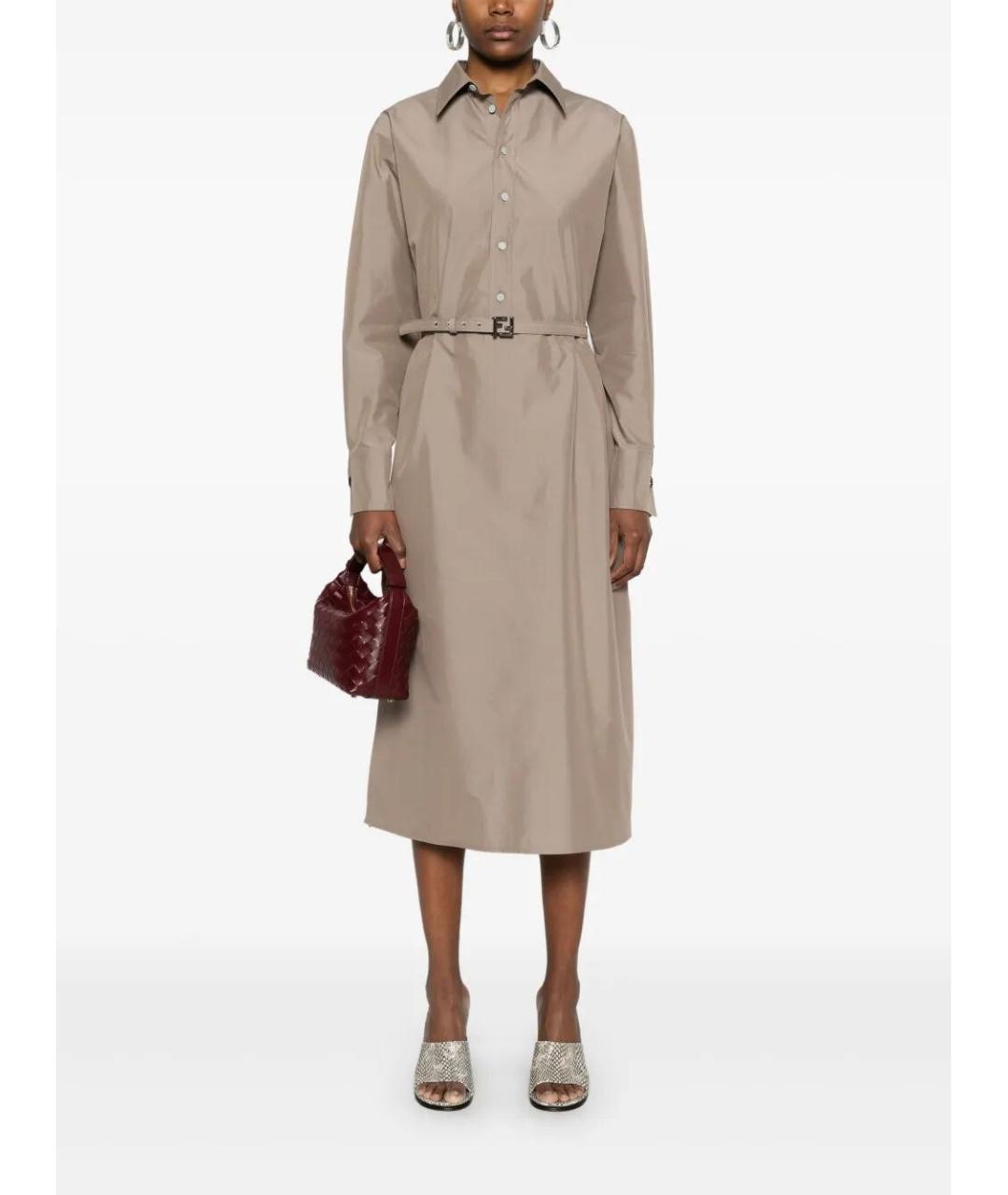 FENDI Серое хлопковое повседневное платье, фото 2