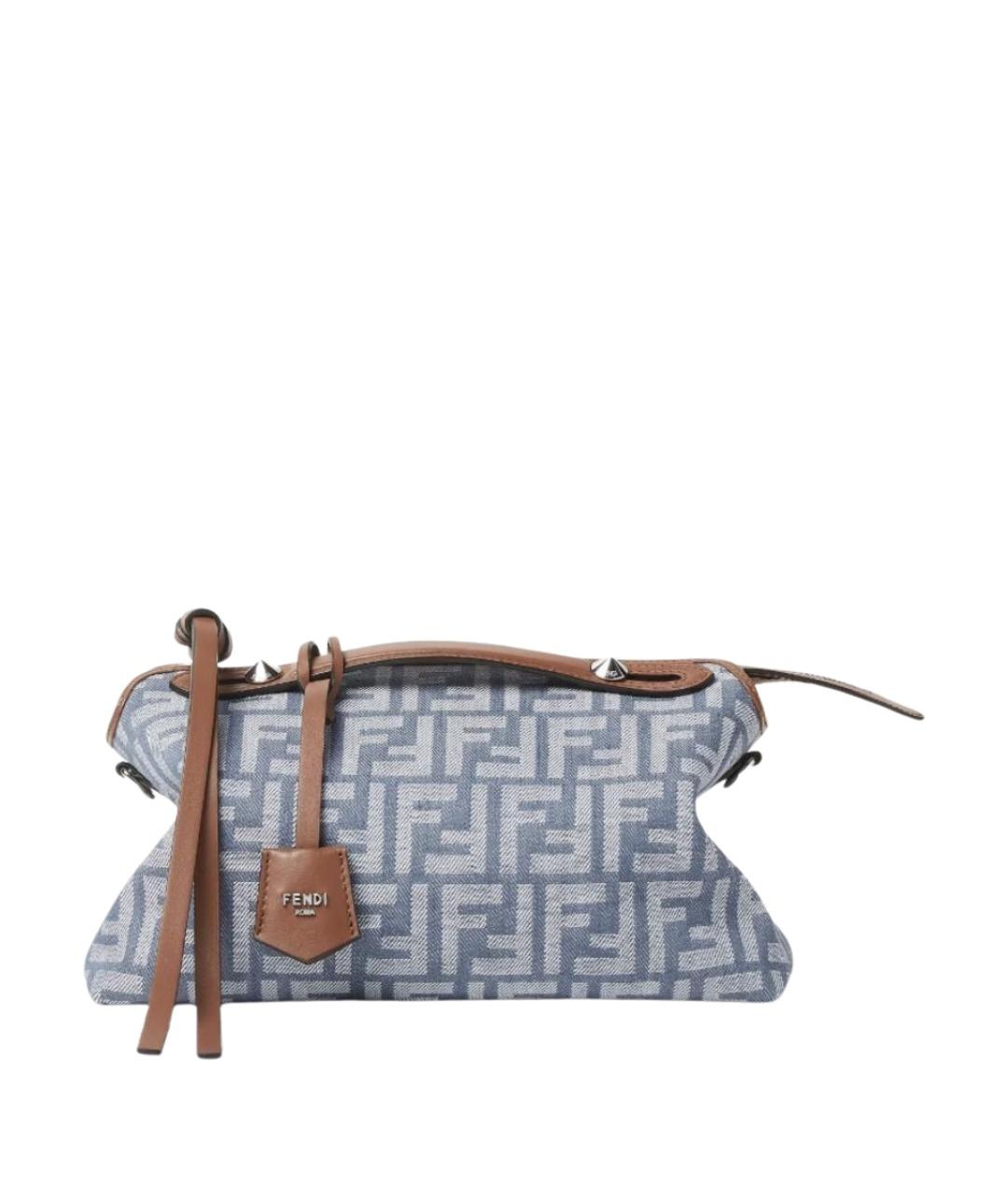 FENDI Голубая тканевая сумка с короткими ручками, фото 1