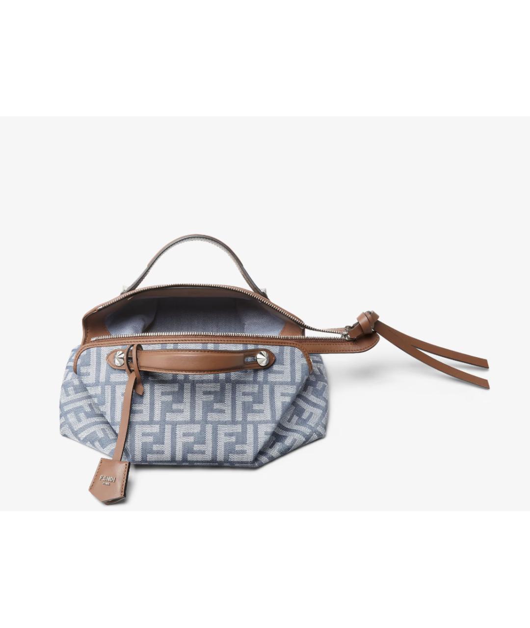 FENDI Голубая тканевая сумка с короткими ручками, фото 5