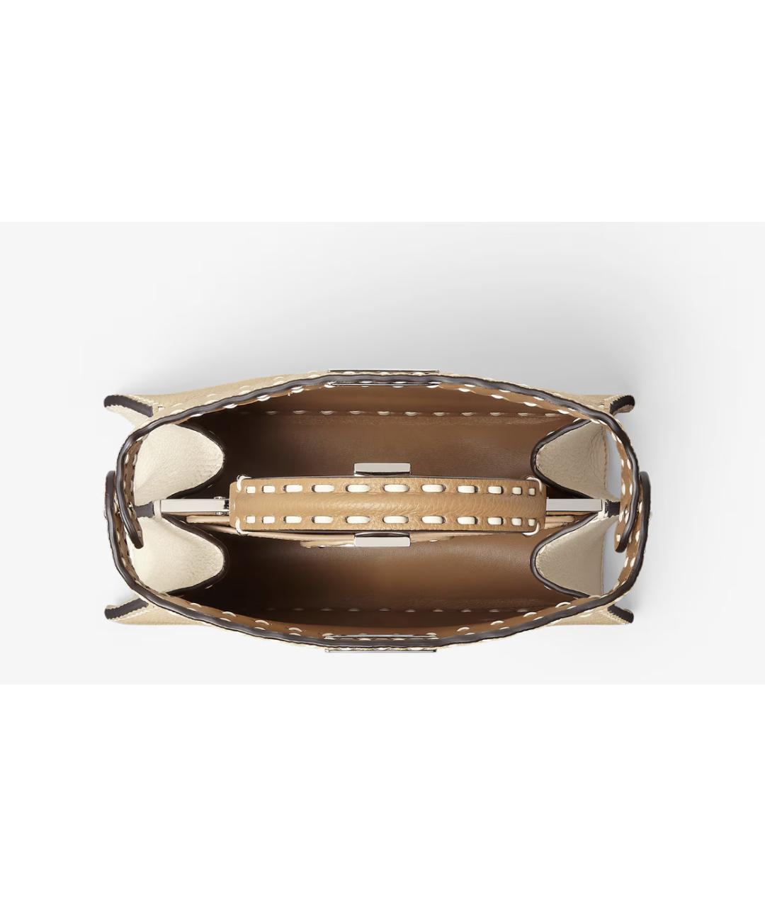 FENDI Бежевая кожаная сумка тоут, фото 4