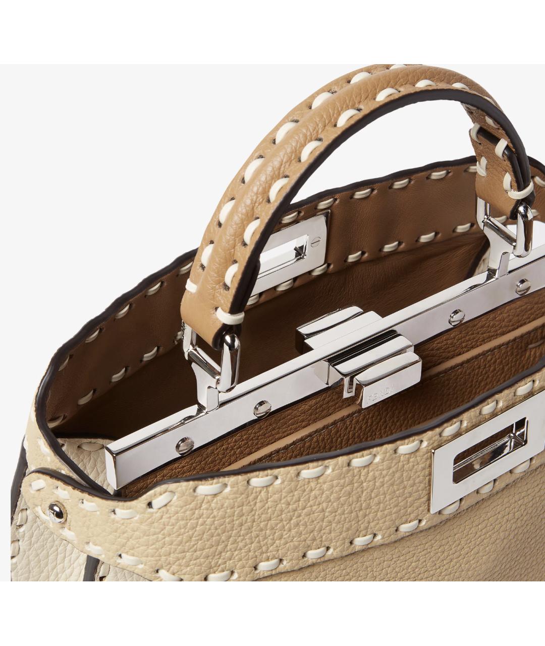 FENDI Бежевая кожаная сумка тоут, фото 5