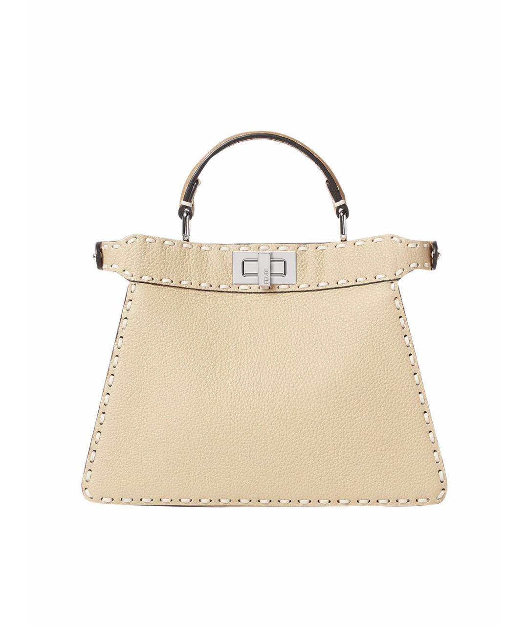 FENDI Бежевая кожаная сумка тоут, фото 1